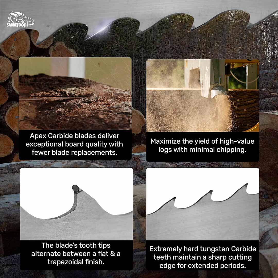 Apex Carbide Ultra-Premium Tipped Bandsaw Sawmill Blades - 171" - Image 4